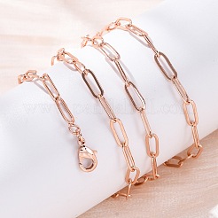 女性用真鍮ペーパークリップチェーンネックレス  304ステンレススチール製カニカン付き  ラックめっき  鉛フリー＆カドミウムフリー  長持ちメッキ  ローズゴールド  19.69インチ（50cm）&nbsp;NJEW-D302-69RG