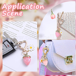 2 шт. подвеска из сплава с эмалью и акрилом в виде клубники и цветов&nbsp;HJEW-SP0001-12A