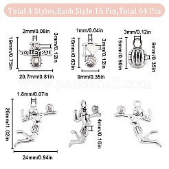 64 шт. 4 стиля спортивная тематика тибетский стиль сплав волейбольные подвески&nbsp;FIND-SC0007-36