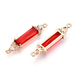 Подвески-коннекторы из латуни с микропаве из прозрачного кубического циркония и стекла&nbsp;KK-T076-02KCG