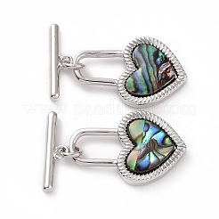 Застежки-пуговицы из ракушек пауа и розовых ракушек&nbsp;KK-E068-VC171