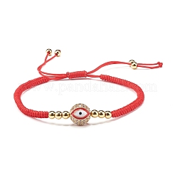 Braccialetto di perline intrecciate tonde con malocchio per ragazze donne&nbsp;BJEW-JB06974