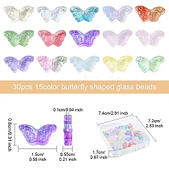 15 стиль прозрачных стеклянных бусин GLAA-YW0003-70