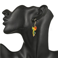 Серьги-подвески в форме птиц из бисера из стекла Miyuki из нержавеющей стали 304&nbsp;EJEW-MZ00555-05