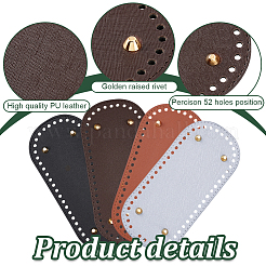 4 Stück 4 Farben PU-Leder ovaler Boden&nbsp;DIY-PH0029-28B