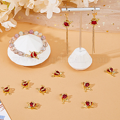 12 Stück Messing mit Glas dunkelrot Heiliges Herz Verbinder Charms&nbsp;KK-HS0002-02D