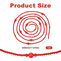 Perla rotonda in plastica ABS con filo di nylon per decorazioni natalizie&nbsp;HJEW-PH02606