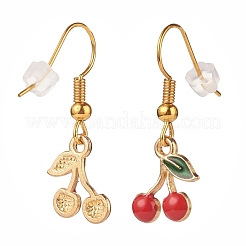 合金 フルーツ ダングル イヤリング エナメル  女性のための真鍮のアクセサリー  ミックスカラー  29~34mm  ピン：0.9mm&nbsp;EJEW-JE04916
