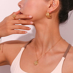 Collana con ciondolo ovale a forma di luna e stella in acciaio inossidabile 304 con strass colorati per donna&nbsp;WG3D517-01