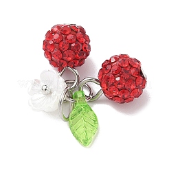 Подвески-вишни из полимерной глины ручной работы со стразами&nbsp;PALLOY-JF03868-03