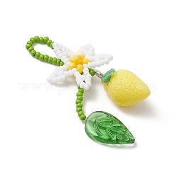 Grandi pendenti a forma di fiore di limone con perline di vetro e resina fatti a mano&nbsp;PALLOY-MZ00771-02