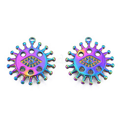 Pendentifs en acier inoxydable 304 plaqués or avec strass&nbsp;STAS-N098-201M