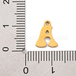 ステンレススチールチャーム201個  レーザー切断  レターチャーム  文字a  10.5x8.5x1mm  穴：1.2mm&nbsp;STAS-U016-01G-A