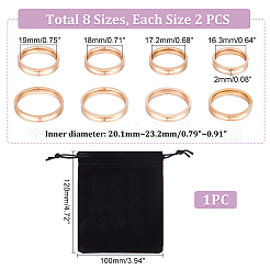 16 шт. 8 размера оправы для колец из нержавеющей стали с канавками RJEW-UN0002-76