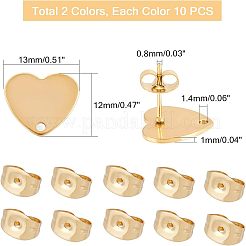 20 шт. 2-цветное ионное покрытие (IP) 304 нержавеющая сталь серьги-гвоздики фурнитура EJEW-UN0001-75