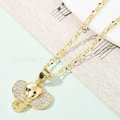 Ожерелья с подвеской из латуни с микропаве и прозрачным кубическим цирконием для женщин&nbsp;LS-NJEW-M084-02G-02