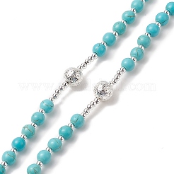 Collana rosario in pietra lavica naturale e turchese sintetico&nbsp;NJEW-JN04237-01