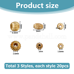 60pcs 3 estilos de cuentas de latón&nbsp;KK-HS0015-05