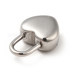 変色しない304ステンレススチールペンダント  ハート南京錠  ステンレス鋼色  18.5x12x6mm  穴：7.5x4.5mm&nbsp;LS-STAS-H172-08P