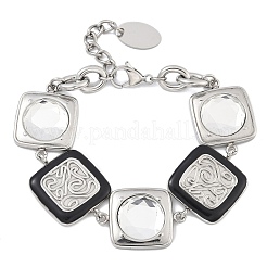 Браслеты из нержавеющей стали 304 с квадратными звеньями для женщин&nbsp;BJEW-Z104-01P