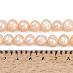 天然養殖淡水パールビーズ連売り  ポテト  グレード3a+  桃パフ  9~10mm  穴：0.7mm  約39~46個/連  13.98~15.43''（33.5~39.2センチメートル）&nbsp;PEAR-I007-07Z-04B