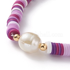Braccialetti elastici perline heishi in argilla polimerica&nbsp;BJEW-JB05773