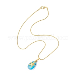 Подвеска в виде капли из морского сплава и граненого стекла&nbsp;NJEW-JN05915-01