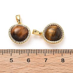 Латунные подвески в виде круглых шариков из тигрового глаза KK-B129-12G
