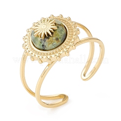 Кольцо-манжета с открытым солнцем и натуральным драгоценным камнем STAS-E125-04G