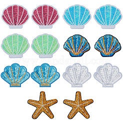 14 pieza de 7 estilos de fieltro con lentejuelas de plástico para coser parches&nbsp;PATC-CY0001-81
