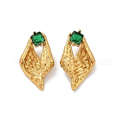 Серьги-гвоздики из нержавеющей стали 304 с огранкой «конч»&nbsp;EJEW-M105-04G