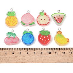 Pendentifs en résine opaque et poudre pailletée&nbsp;RE-CBA0127-01