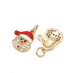 Рождественские латунные эмалевые подвески с микропаве из кубических цирконий&nbsp;KK-L255-19G-05