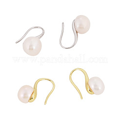 2 paio di orecchini pendenti in ottone con perle naturali di 2 colori&nbsp;PEAR-TA0001-52