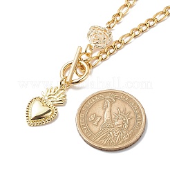 Ожерелье с подвеской в виде сердца и розы из латуни&nbsp;NJEW-JN04088