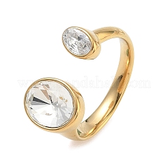 Anelli aperti a bracciale in acciaio inossidabile 304 con pavé di zirconi cubici trasparenti per donna&nbsp;RJEW-F207-03E-G