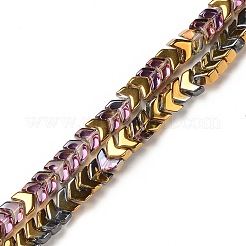 電気メッキ透明ガラスビーズ連売り  矢印  ミックスカラー  5x6x3.5mm  穴：0.8mm  約190個/連  26.38インチ（67cm）&nbsp;EGLA-L044-B