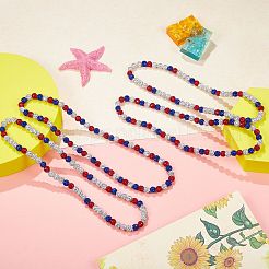 Ожерелья из круглых бусин из полимерной глины со стразами NJEW-SW00049-07