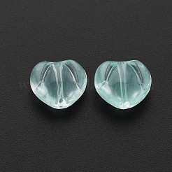 透明ガラスビーズ  ハート  淡いターコイズ  10.5x12x6.5mm  穴：1mm&nbsp;GLAA-T022-24-D01