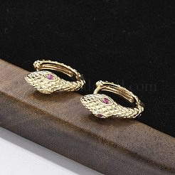 Латунные кубических серьги циркония обруч EJEW-Q014-09G