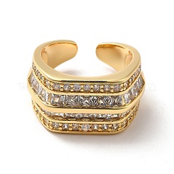 Открытое кольцо-манжета с несколькими линиями из прозрачного кубического циркония RJEW-C041-01G