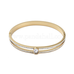 Ионное покрытие (ip) 304 нержавеющая сталь паве кристалл горный хрусталь браслеты на петлях BJEW-P317-02G