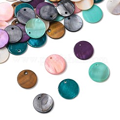 56 шт. подвески из плоских круглых ракушек натурального цвета SHEL-FS0001-13