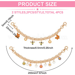 Эмаль из сплава ромашки/пчелы и АБС-пластик с подвеской из искусственного жемчуга AJEW-AB00121