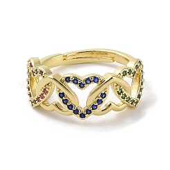 Echte 18k vergoldete Messingringe mit Mikropflaster und Zirkonia&nbsp;RJEW-M170-04G-01
