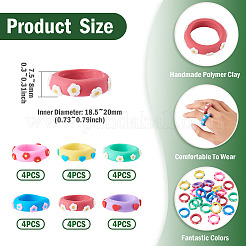 24 Stück 6 Farben handgefertigte Fingerringe aus Polymerton&nbsp;CLAY-TA0002-12