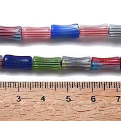ハンドメイドミッレフィオーリ ランプワークビーズ連売り  竹の棒  ミックスカラー  11~12x5~6mm  穴：0.6mm  約33個/連  15.35インチ（39cm）&nbsp;X-LAMP-F035-06