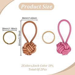 2шт 2-х цветные брелки из коровьей кожи&nbsp;KEYC-GO0001-09