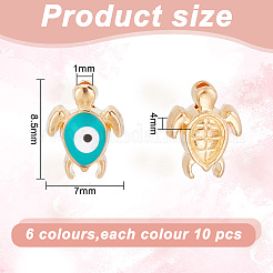 60 шт. 6-х цветные золотистые эмалевые бусины из сплава ENAM-AR0001-53