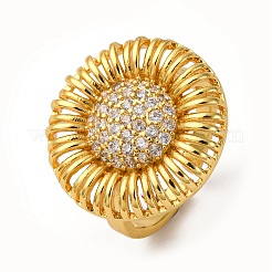 Латунные микро проложить манжеты кольца кубического циркония RJEW-D323-03G